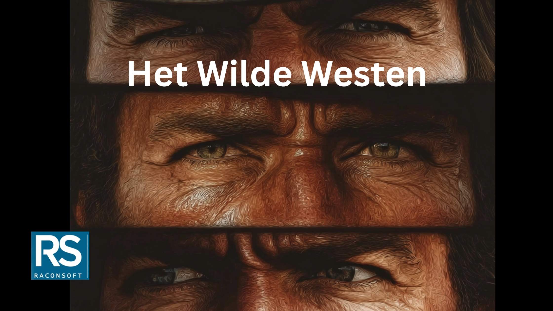 Illustratie van een cowboy in een futuristisch, wild westen landschap